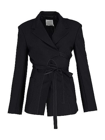 Christopher Esber Christopher Esber Tie-Waist Blazer in Black Polyester (view 1)