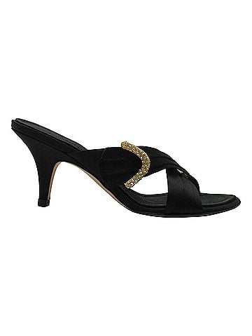 Giuseppe Zanotti Giuseppe Zanotti Crystal-Embellished Cross-Strap Mule Sandals in Black Satin (view 1)