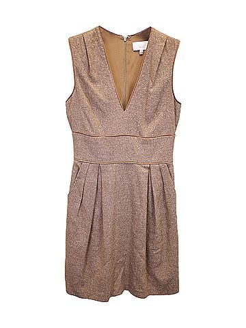 Adam Lippes Adam Lippies V-Neck Sleeveless Dress in Beige Wool (view 1)