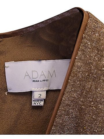 Adam Lippes Adam Lippies V-Neck Sleeveless Dress in Beige Wool (view 2)