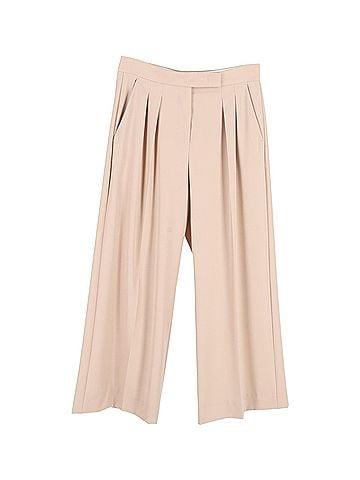 maxmara Max Mara Pleated Wide-Leg Trousers in Peach Virgin Wool (view 1)
