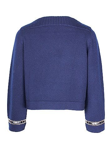 Chanel Chanel Chain Trim Boat Neck Sweater in Navy Blue Cashmere (view 2)
