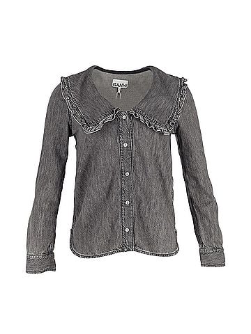 Ganni Ganni Core Light Shirt in Black Cotton (view 1)