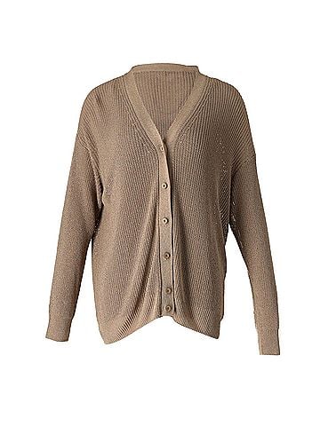 Max Mara Max Mara Tenue Loose Knit Tank Top and Cardigan Set in Brown Viscose (view 1)