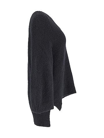 Adam Lippes Adam Lippes Chunky Knit Deep V-Neck Sweater Jumper in Black Cashmere (view 2)