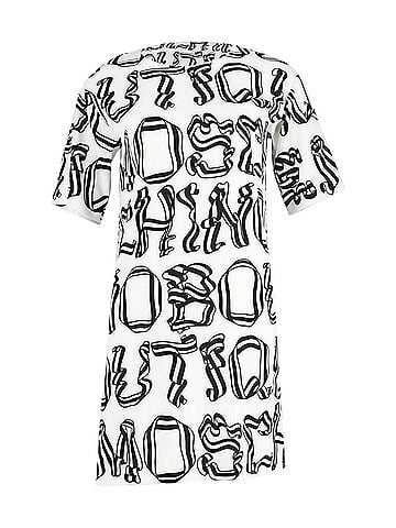 Moschino Moschino Boutique Logo T-shirt Dress in White Print Polyester (view 1)