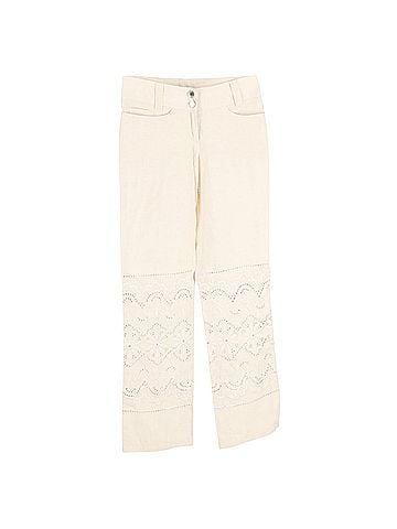 Dolce & Gabbana Dolce & Gabbana Lace Cutout Flower Trousers in White Linen (view 1)