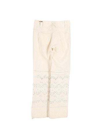 Dolce & Gabbana Dolce & Gabbana Lace Cutout Flower Trousers in White Linen (view 2)