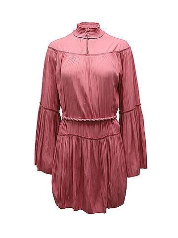 A.L.C. A.L.C. Pleated Long-sleeved Mini Dress in Pink Polyester (view 1)