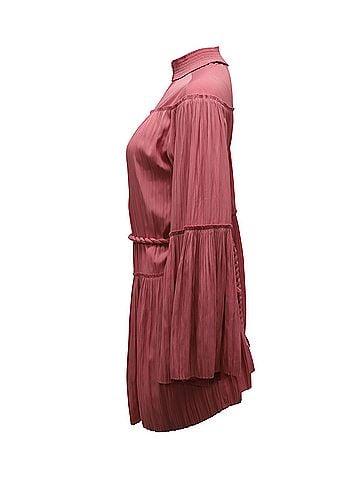 A.L.C. A.L.C. Pleated Long-sleeved Mini Dress in Pink Polyester (view 2)