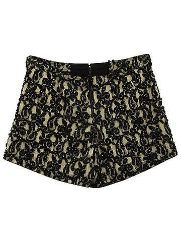 Alice + Olivia Alice & Olivia Embellished Guipure Shorts in Black Polyester (view 2)