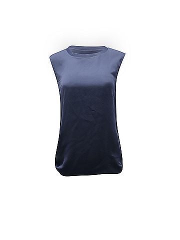 Vince. Vince Sleeveless Top in Navy Blue Rayon (view 1)