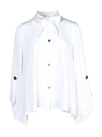 Peter Pilotto Peter Pilotto Tie-Neck Button-Up Shirt in Cream Silk (view 1)