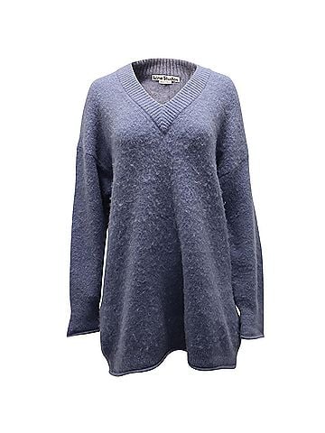 Acne Acne Studios Keandra V Neck Sweater in Blue Nylon (view 1)