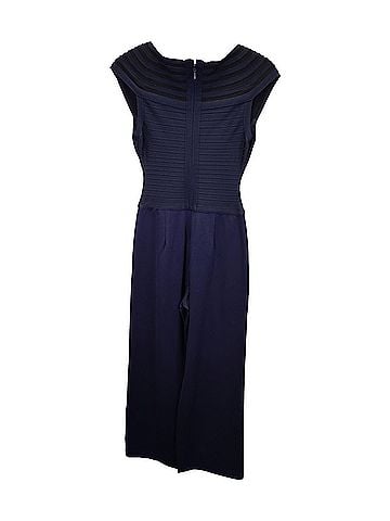 Herve Leger Herve Leger Striped V-neck Jumpsuit in Navy Blue Rayon (view 2)