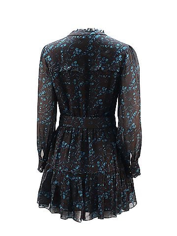 Nicholas Nicholas Belted Floral Chiffon Mini Dress in Black Viscose (view 2)