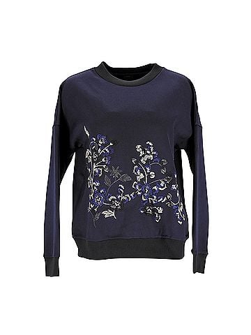 Pinko Pinko Floral-Embroidered Sweatshirt in Navy Blue Polyester (view 1)