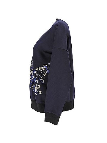 Pinko Pinko Floral-Embroidered Sweatshirt in Navy Blue Polyester (view 2)