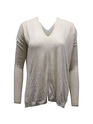 Vince. Vince V Neck Sweater in Cream Wool (view 1)
