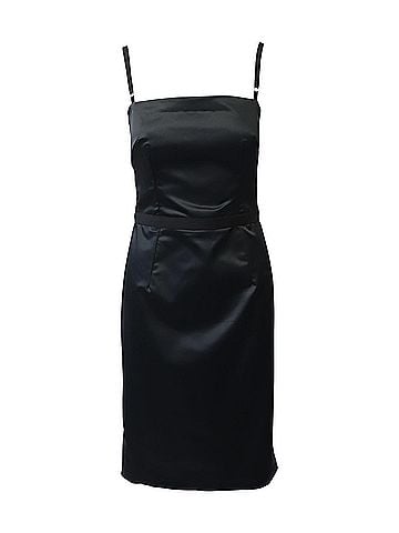 Dolce & Gabbana Dolce & Gabbana Spaghetti Strap Midi Dress in Black Polyamide (view 1)