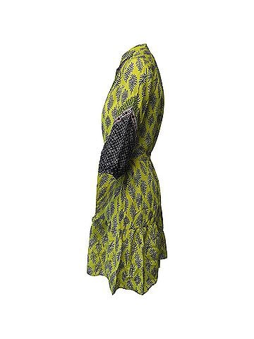Saloni Saloni Tyra Printed Mini Dress in Yellow Silk Crepe de Chine (view 2)