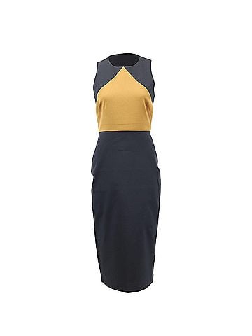 Diane von Furstenberg Diane Von Furstenberg Colorblock Sleeveless Sheath Dress in Navy Blue Cotton (view 1)