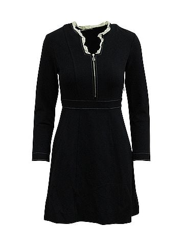Sandro Sandro Clay Ruffled Collar Dress in Navy Blue Polyester Viscose (view 1)