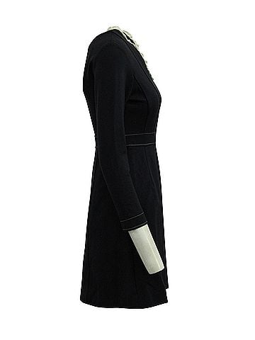 Sandro Sandro Clay Ruffled Collar Dress in Navy Blue Polyester Viscose (view 2)
