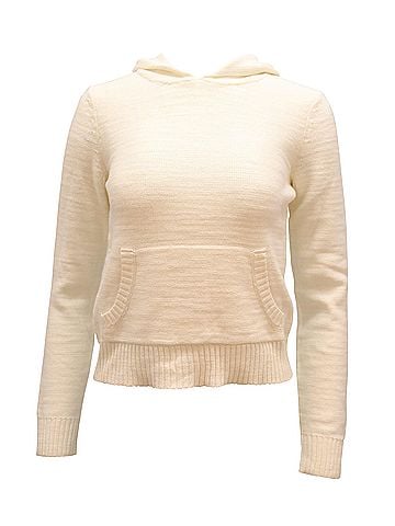 Alice + Olivia Alice + Olivia Knitted Hoodie in White Cotton (view 1)