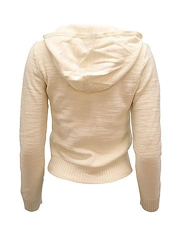 Alice + Olivia Alice + Olivia Knitted Hoodie in White Cotton (view 2)