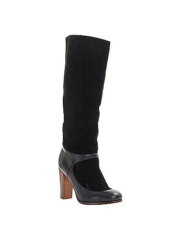 Céline Celine Philo suede sock ankle strap chunky wooden heel tall boot (view 2)