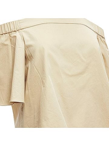 Tibi Tibi cotton off shoulder bell sleeves cropped top (view 2)