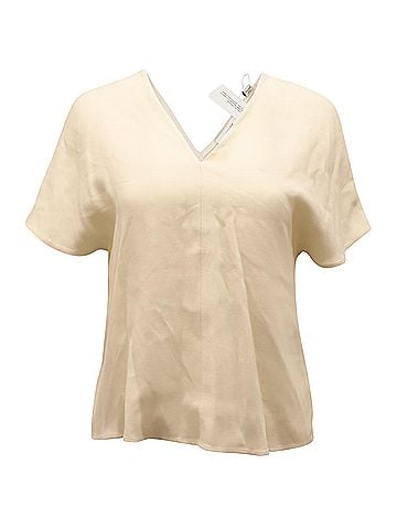 Vince. Vince V-Neck Blouse in Ivory Viscose (view 1)