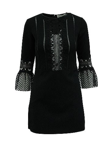 Self-Portrait Self-Portrait Bell Sleeve Mini Dress in Black Polyester (view 1)