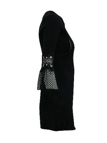 Self-Portrait Self-Portrait Bell Sleeve Mini Dress in Black Polyester (view 2)