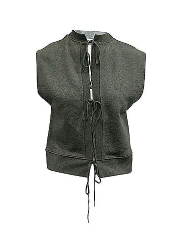 Alexander Wang T by Alexander Wang Tie Front Sweater Vest in Grey Cotton (view 1)