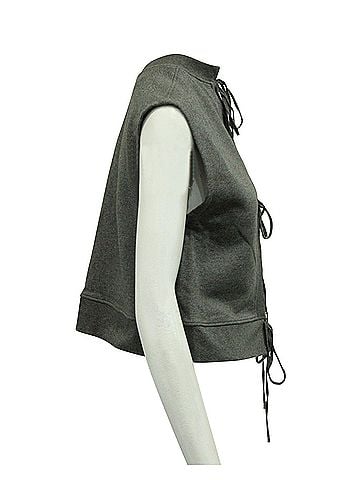 Alexander Wang T by Alexander Wang Tie Front Sweater Vest in Grey Cotton (view 2)