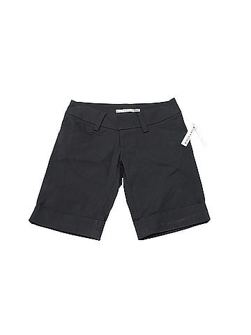 Alice + Olivia Alice + Olivia Cuffed Bermuda Shorts in Black Cotton (view 1)