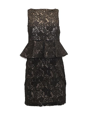 Alice + Olivia Alice + Olivia Josephine Lace Peplum Dress in Black Polyester (view 1)