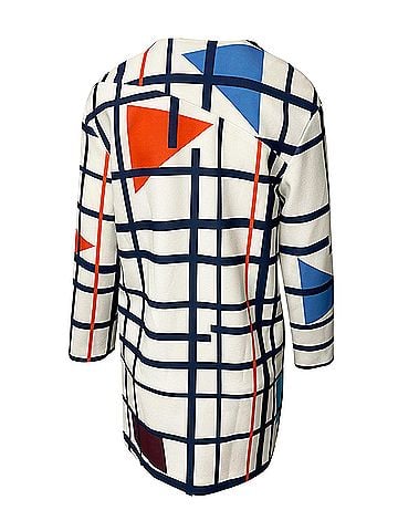 Rejina Pyo Rejina Pyo Lightweight Geometric Print Coat in White Viscose (view 2)