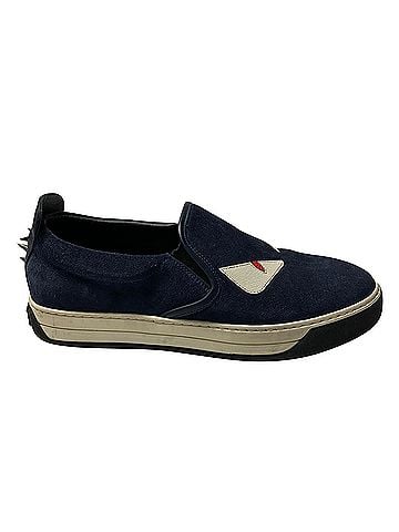 Fendi Fendi Monster 3D Eyes Slip-On Sneakers in Navy Blue Suede (view 1)