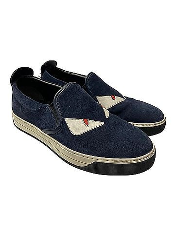 Fendi Fendi Monster 3D Eyes Slip-On Sneakers in Navy Blue Suede (view 2)