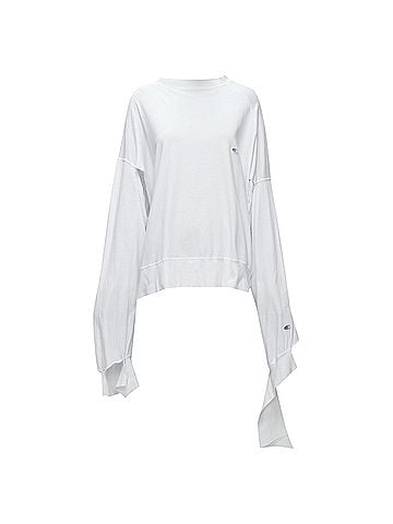 Vetements Vetements logo tape deconstructed cut out sleeve sweater (view 1)