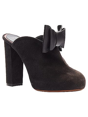Céline Celine Phoebe Philo suede bow high heel mules (view 1)