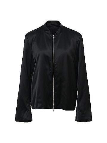 Totême Totême Loose Sleeve Zippered Bomber Jacket in Black Viscose (view 1)
