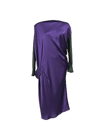 Alberta Ferretti Alberta Ferretti Long Sleeve Midi Dress in Purple Silk (view 1)
