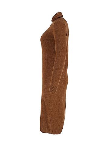 Max Mara Max Mara Knitted Turtleneck Dress in Brown Wool (view 2)