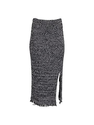 Diane von Furstenberg Diane Von Furstenberg Knitted Midi Skirt in Black and White Cotton (view 1)