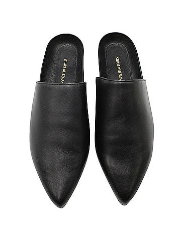 Stuart Weitzman Stuart Weitzman Flat Mules in Black Leather (view 2)