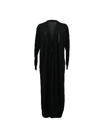Salvatore Ferragamo Ferragamo V-neck Long Cardigan in Black Virgin Wool (view 1)